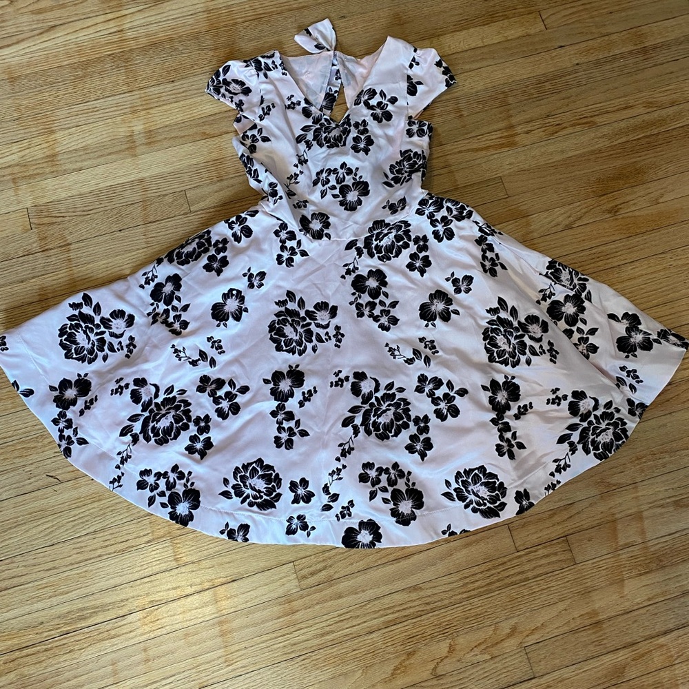 Rare Editions Girl 8 Light Pink w Black Detail Formal Dress Layered Skirt